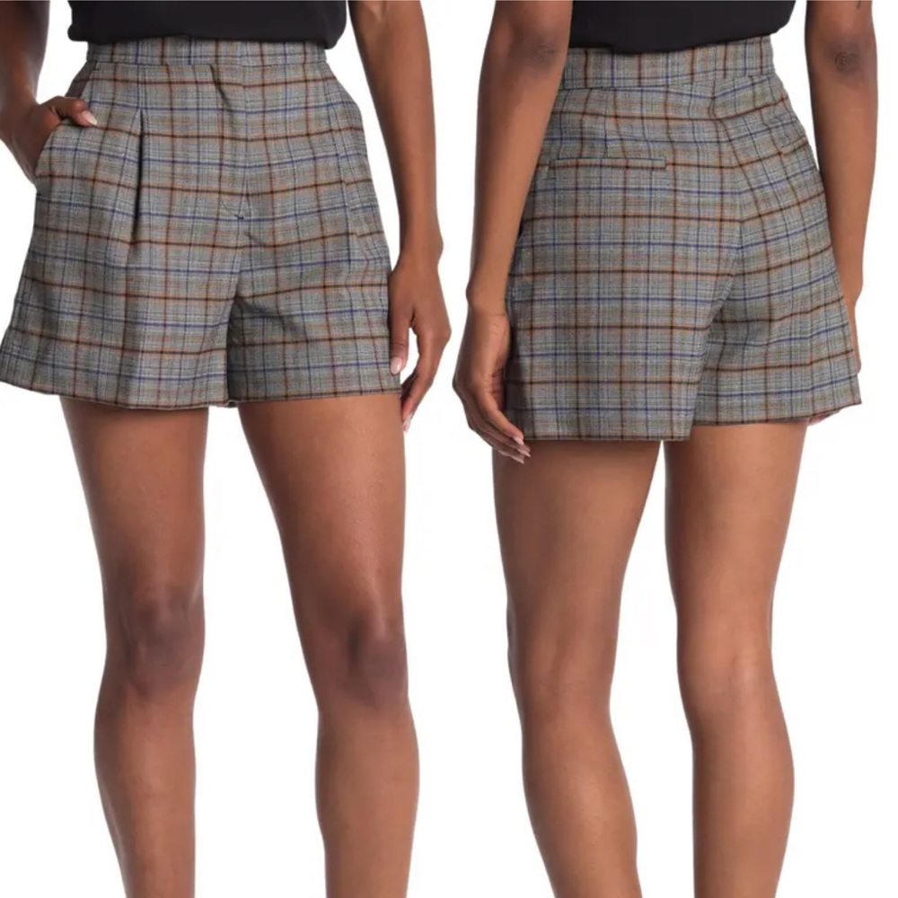 Sandro Paris Grey Plaid Printed Knit Shorts Size 8 - Picture 3 of 16